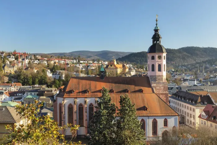 Framed Print : View over Baden-Baden with Stiftskirche church, Baden-Baden, Black Forest, Baden-Wurttemberg, Germany Framed Print : View over Baden-Baden with Stiftskirche church, Baden-Baden, Black Forest, Baden-Wurttemberg, Germany