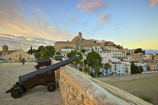 View from Baluarte de Santa Llucia to D Alt Vila, Ibiza, Balearic Islands, Spain