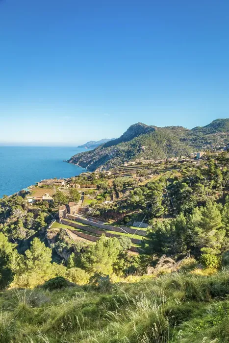 Framed Print : View of Banyalbufar, Serra de Tramuntana, Mallorca, Balearic Islands, Spain Framed Print : View of Banyalbufar, Serra de Tramuntana, Mallorca, Balearic Islands, Spain