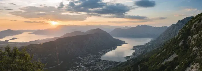 Framed Print : View of The Bay of Kotor at sunset, Montenegro Framed Print : View of The Bay of Kotor at sunset, Montenegro