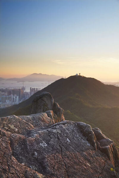 View of Beacon Hill and Lantau Island from Lion Rock, Kowloon, Hong Kong, China