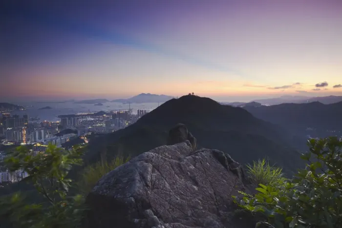 Framed Print : View of Beacon Hill and Lantau Island from Lion Rock, Kowloon, Hong Kong, China
