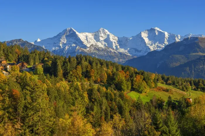 Framed Print : View from Beatenberg on Eiger, Monch and Jungfrau, Berner Oberland, Switzerland Framed Print : View from Beatenberg on Eiger, Monch and Jungfrau, Berner Oberland, Switzerland