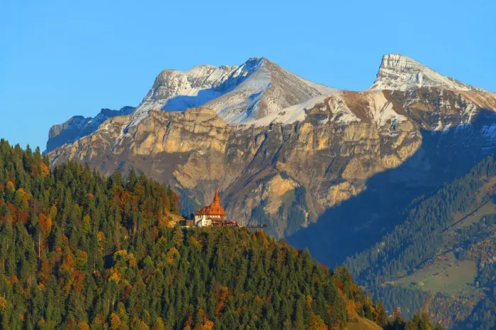 Framed Print : View from Beatenberg to Harder Kulm, Berner Oberland, Switzerland Framed Print : View from Beatenberg to Harder Kulm, Berner Oberland, Switzerland