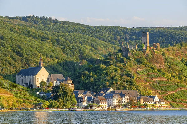 View at Beilstein with castle ruin Metternich, Mosel valley, Rhineland-Palatinate
