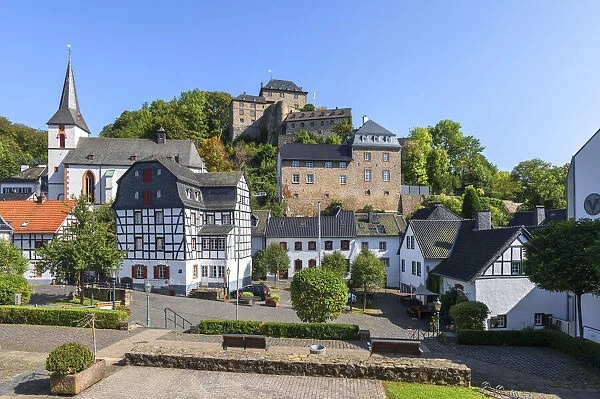View at the Blankenheim church and castle, Eifel, North Rhine Westphalia, Germany