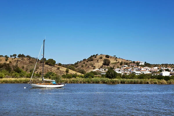 View from a boat towards Foz de Odeleite, Guadiana river, Algarve, Portugal