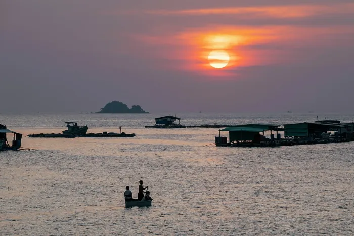 Framed Print : View of boats at sunset, Ganh Dau, Phu Quoc Island, Vietnam Framed Print : View of boats at sunset, Ganh Dau, Phu Quoc Island, Vietnam