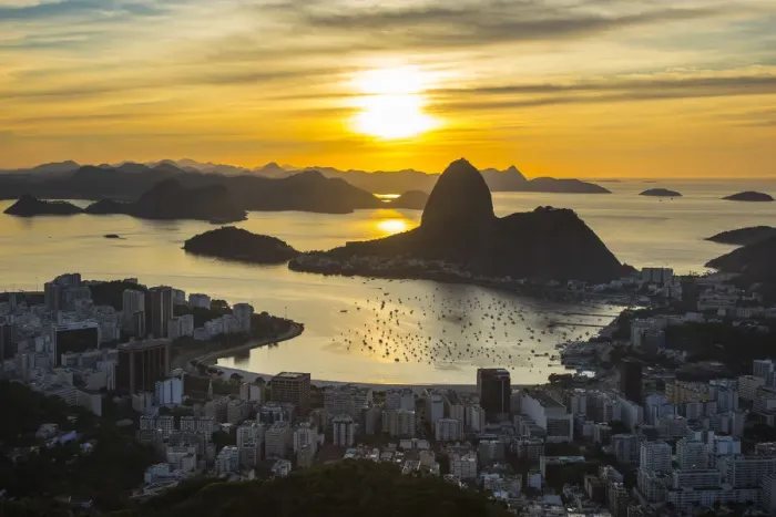 Framed Print : View over Botafogo Bay and the Sugar Loaf, Rio de Janeiro, Brazil