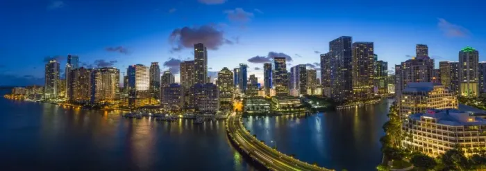 Framed Print : View from Brickell Key, a small island covered in apartment towers, towards the Miami skyline Framed Print : View from Brickell Key, a small island covered in apartment towers, towards the Miami skyline