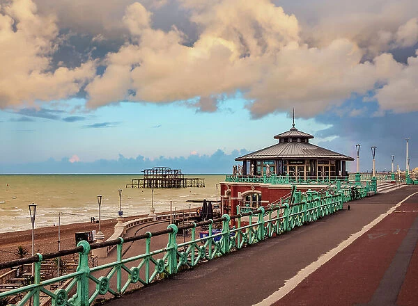 View towards the Brighton West Pier, City of Brighton and Hove, East Sussex, England, United Kingdom
