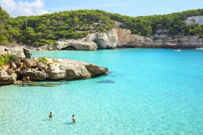 Framed Print : View of Cala Mitjana, Menorca; Balearic Islands; Spain; Europe Framed Print : View of Cala Mitjana, Menorca; Balearic Islands; Spain; Europe