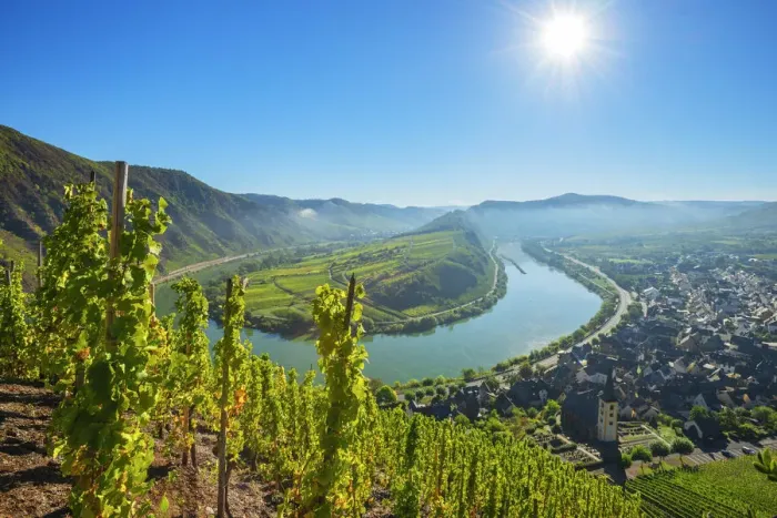 Framed Print : View from Calmont, Bremm, Mosel valley, Rhineland-Palatinate, Germany