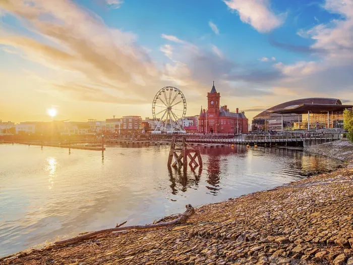 Framed Print : View over Cardiff Bay towards Pierhead Building at sunset, Cardiff, Wales, United Kingdom Framed Print : View over Cardiff Bay towards Pierhead Building at sunset, Cardiff, Wales, United Kingdom