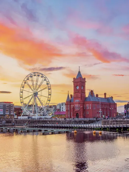 Framed Print : View over Cardiff Bay towards Pierhead Building at sunset, Cardiff, Wales, United Kingdom Framed Print : View over Cardiff Bay towards Pierhead Building at sunset, Cardiff, Wales, United Kingdom
