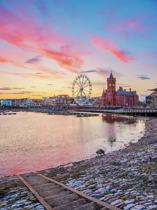 Framed Print : View over Cardiff Bay towards Pierhead Building at sunset, Cardiff, Wales, United Kingdom Framed Print : View over Cardiff Bay towards Pierhead Building at sunset, Cardiff, Wales, United Kingdom
