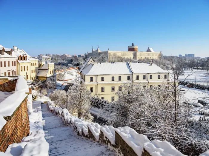 Framed Print : View towards the Castle, winter, Lublin, Lublin Voivodeship, Poland Framed Print : View towards the Castle, winter, Lublin, Lublin Voivodeship, Poland