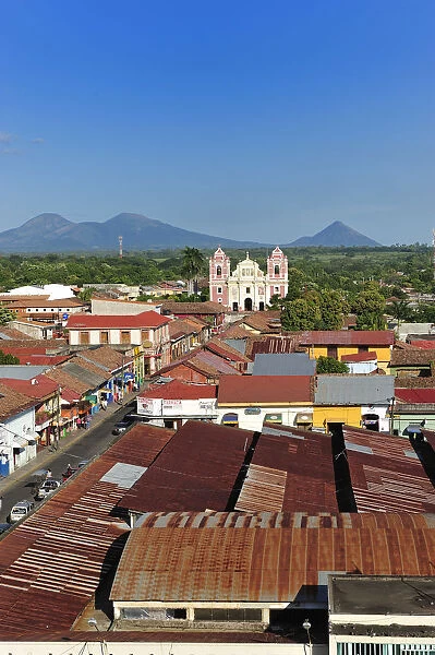 View from Cathedral to Iglesia de la Asuncion, Leon, Nicaragua, Central America