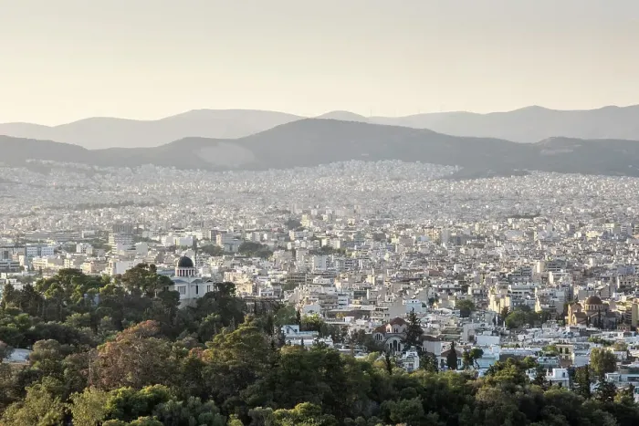 Framed Print : View over central Athens from Philopappos Hill, Athens Greece Framed Print : View over central Athens from Philopappos Hill, Athens Greece