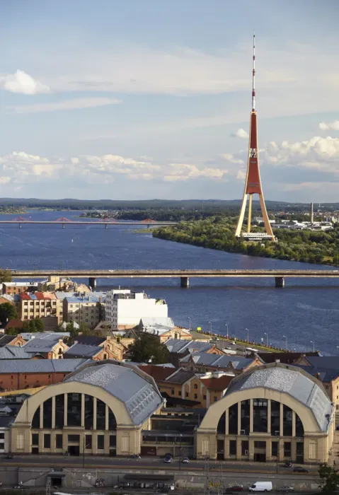 Framed Print : View of Central Market with TV tower in background, Riga, Latvia Framed Print : View of Central Market with TV tower in background, Riga, Latvia