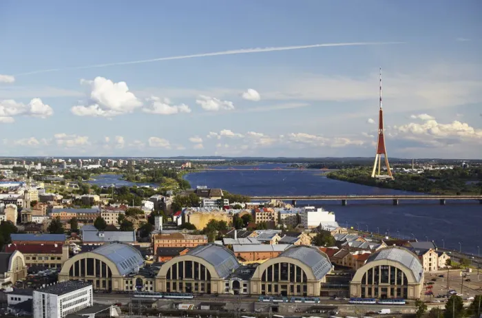 Framed Print : View of Central Market with TV tower in background, Riga, Latvia Framed Print : View of Central Market with TV tower in background, Riga, Latvia