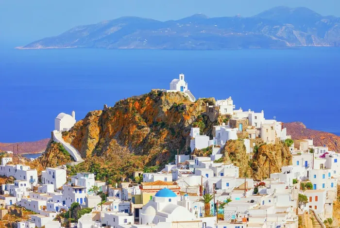 Framed Print : View of Chora village and Sifnos island in the distance, Chora, Serifos Island, Cyclades Islands, Greece Framed Print : View of Chora village and Sifnos island in the distance, Chora, Serifos Island, Cyclades Islands, Greece