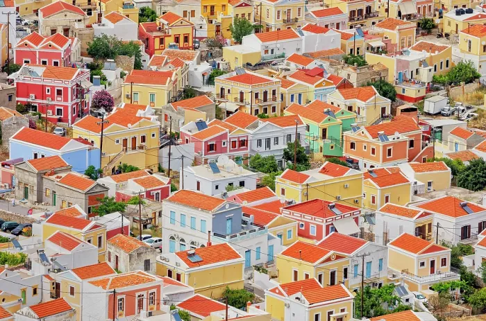 Framed Print : View of Chorio (upper town), Chorio, Symi Island, Dodecanese Islands, Greece Framed Print : View of Chorio (upper town), Chorio, Symi Island, Dodecanese Islands, Greece