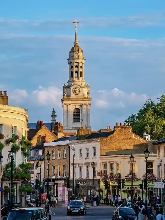 Framed Print : View over Church Street towards St Alfege Church at sunset, Greenwich, London, England, United Kingdom Framed Print : View over Church Street towards St Alfege Church at sunset, Greenwich, London, England, United Kingdom
