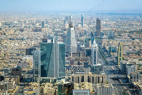 View over city centre and l Faisaliah Tower, Riyadh, Saudi Arabia