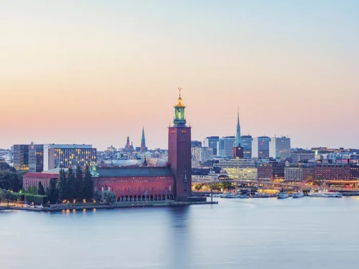 Framed Print : View towards the City Hall, dusk, Stockholm, Stockholm County, Sweden Framed Print : View towards the City Hall, dusk, Stockholm, Stockholm County, Sweden