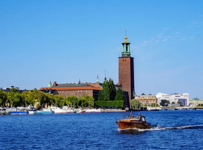 Framed Print : View towards the City Hall, Stockholm, Stockholm County, Sweden