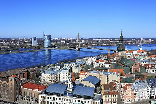 View of city from St. Peters Church, Riga, Latvia