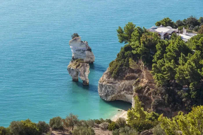 Framed Print : View at coast area and rock formation, Baia delle Zagare, Gargano, Foggia province Framed Print : View at coast area and rock formation, Baia delle Zagare, Gargano, Foggia province