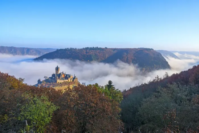 Framed Print : View on Cochem castle, Cochem, Mosel valley, Rhineland-Palatinate, Germany