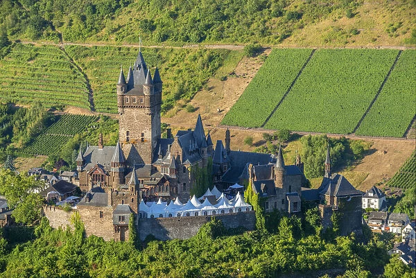View at Cochem castle, Cochem, Mosel valley, Rhineland-Palatinate, Germany