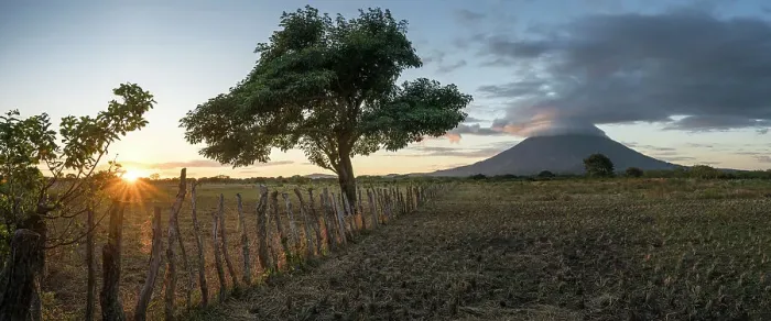 Framed Print : View of Concepcion Volcano at sunset, Ometepe Island, Rivas State, Nicaragua, Central America