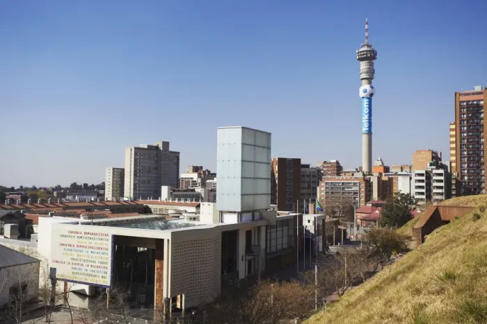 Framed Print : View of Constitution Court from Old Fort with Telkom Tower in background, Constitution Framed Print : View of Constitution Court from Old Fort with Telkom Tower in background, Constitution
