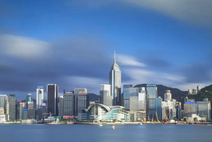 Framed Print : View of Convention Centre and Hong Kong Island skyline, Hong Kong, China Framed Print : View of Convention Centre and Hong Kong Island skyline, Hong Kong, China