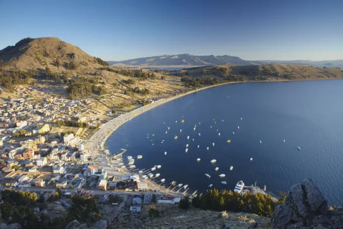 Framed Print : View of Copacabana, Lake Titicaca, Bolivia Framed Print : View of Copacabana, Lake Titicaca, Bolivia
