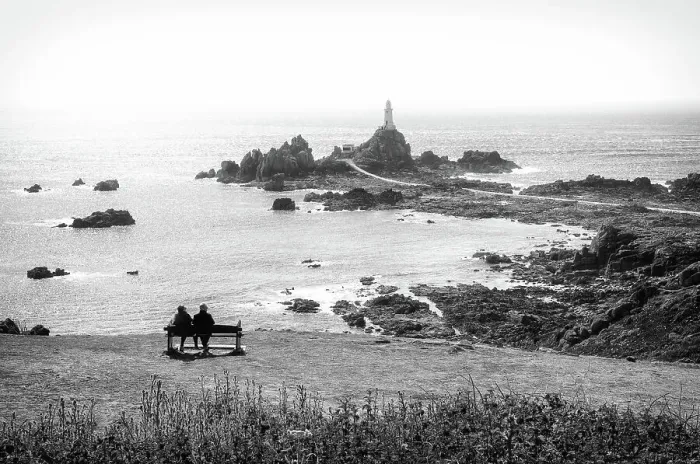Framed Print : View towards Corbiere Lighthouse and causeway at the low tide, Jersey, Channel Islands Framed Print : View towards Corbiere Lighthouse and causeway at the low tide, Jersey, Channel Islands