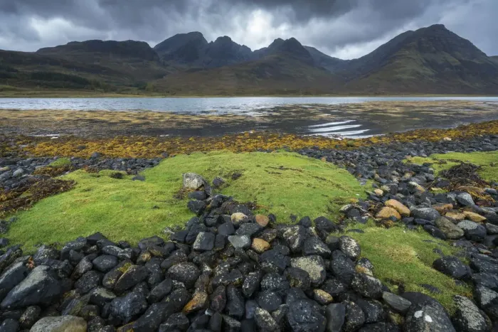 Framed Print : View of Cuillin mountain range and Bla Bheinn mountain, near Torrin, Isle of Skye Framed Print : View of Cuillin mountain range and Bla Bheinn mountain, near Torrin, Isle of Skye