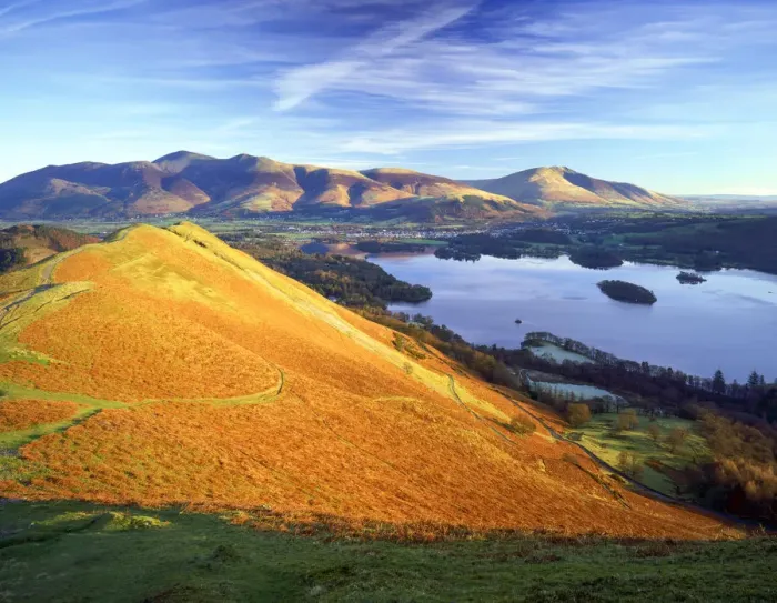 Framed Print : View over Derwent Water from Cat Bells, Lake District National Park, Cumbria, England Framed Print : View over Derwent Water from Cat Bells, Lake District National Park, Cumbria, England