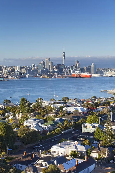 View of Devonport and Auckland skyline, Auckland, North Island, New Zealand