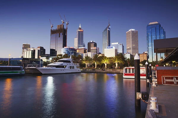 View of downtown skyscrapers from Barrack Street jetty, Perth, Western Australia