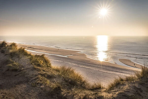 View from the dunes to the west beach of Kampen, Sylt, Schleswig-Holstein, Germany