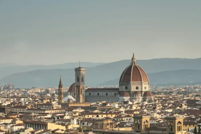 Framed Print : View of the Duomo with Brunelleschi Dome and Basilica di Santa Croce from Piazzale