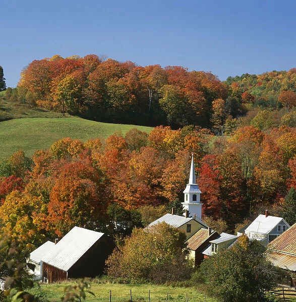 View over East Corinth in Autumn, Vermont, USA