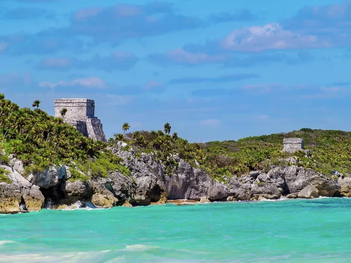 Framed Print : View towards El Castillo and Temple of the God of Wind, Tulum Archeological Site, Quintana Roo State, Mexico Framed Print : View towards El Castillo and Temple of the God of Wind, Tulum Archeological Site, Quintana Roo State, Mexico