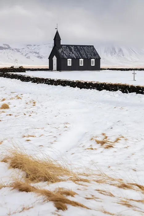 Framed Print : View of the famous black church of Budir in winter. Snaefellsnes Peninsula, Western Iceland Framed Print : View of the famous black church of Budir in winter. Snaefellsnes Peninsula, Western Iceland