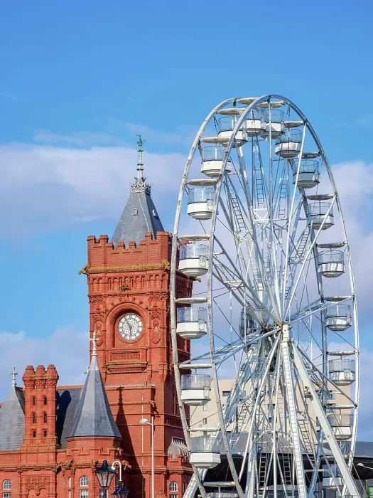 Framed Print : View towards Ferris Wheel and Pierhead Building, Cardiff, Wales, United Kingdom Framed Print : View towards Ferris Wheel and Pierhead Building, Cardiff, Wales, United Kingdom